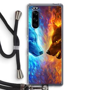 CaseCompany Fire & Ice: Sony Xperia 5 Transparant Hoesje met koord