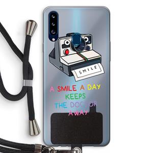 CaseCompany Smile: Samsung Galaxy A20s Transparant Hoesje met koord