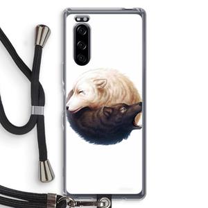CaseCompany Yin Yang Wolves: Sony Xperia 5 Transparant Hoesje met koord
