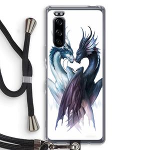 CaseCompany Yin Yang Dragons: Sony Xperia 5 Transparant Hoesje met koord