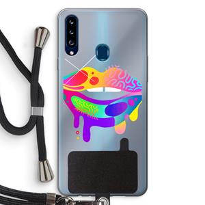 CaseCompany Lip Palette: Samsung Galaxy A20s Transparant Hoesje met koord