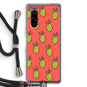 CaseCompany Ananas: Sony Xperia 5 Transparant Hoesje met koord
