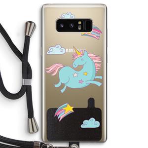 CaseCompany Vliegende eenhoorn: Samsung Galaxy Note 8 Transparant Hoesje met koord