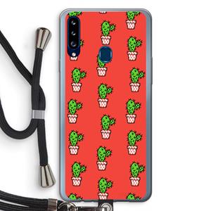 CaseCompany Mini cactus: Samsung Galaxy A20s Transparant Hoesje met koord