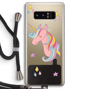 CaseCompany Roze eenhoorn: Samsung Galaxy Note 8 Transparant Hoesje met koord