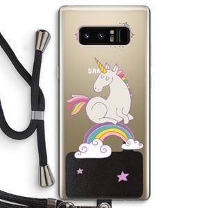 CaseCompany Regenboog eenhoorn: Samsung Galaxy Note 8 Transparant Hoesje met koord