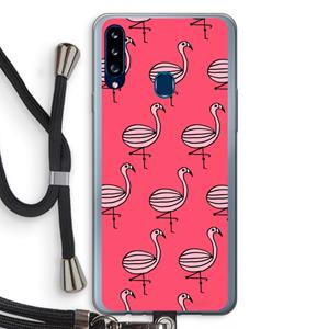 CaseCompany Flamingo: Samsung Galaxy A20s Transparant Hoesje met koord