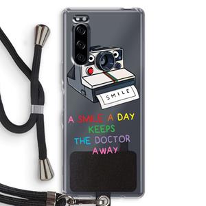 CaseCompany Smile: Sony Xperia 5 Transparant Hoesje met koord