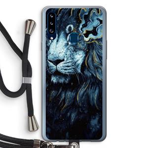 CaseCompany Darkness Lion: Samsung Galaxy A20s Transparant Hoesje met koord