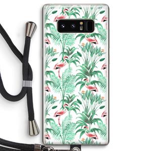 CaseCompany Flamingo bladeren: Samsung Galaxy Note 8 Transparant Hoesje met koord