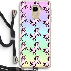 CaseCompany Musketon Unicorn: Samsung Galaxy J6 (2018) Transparant Hoesje met koord