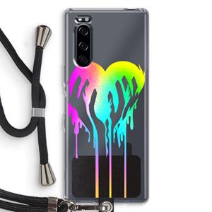 CaseCompany Hold My Heart: Sony Xperia 5 Transparant Hoesje met koord