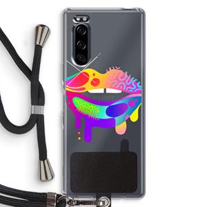 CaseCompany Lip Palette: Sony Xperia 5 Transparant Hoesje met koord