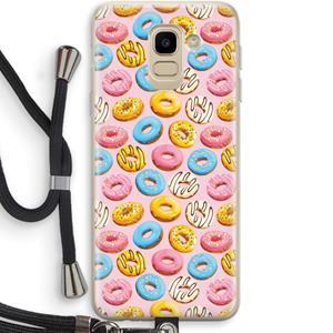 CaseCompany Pink donuts: Samsung Galaxy J6 (2018) Transparant Hoesje met koord