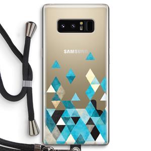CaseCompany Gekleurde driehoekjes blauw: Samsung Galaxy Note 8 Transparant Hoesje met koord