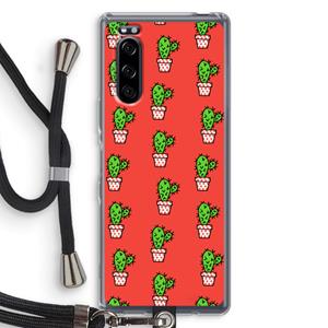 CaseCompany Mini cactus: Sony Xperia 5 Transparant Hoesje met koord