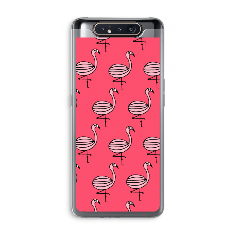 CaseCompany Flamingo: Samsung Galaxy A80 Transparant Hoesje
