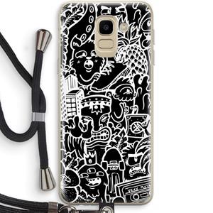 CaseCompany Vexx Black Mixtape: Samsung Galaxy J6 (2018) Transparant Hoesje met koord
