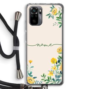 CaseCompany Gele bloemen: Xiaomi Redmi Note 10 Pro Transparant Hoesje met koord