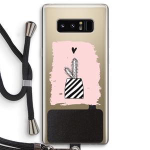 CaseCompany Zwart-wit cactus: Samsung Galaxy Note 8 Transparant Hoesje met koord