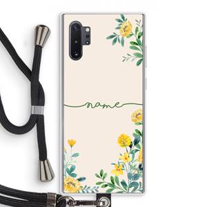 CaseCompany Gele bloemen: Samsung Galaxy Note 10 Plus Transparant Hoesje met koord