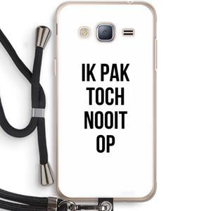 CaseCompany Ik pak nooit op: Samsung Galaxy J3 (2016) Transparant Hoesje met koord