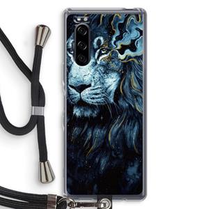 CaseCompany Darkness Lion: Sony Xperia 5 Transparant Hoesje met koord
