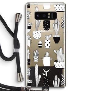 CaseCompany Cactusmotief: Samsung Galaxy Note 8 Transparant Hoesje met koord