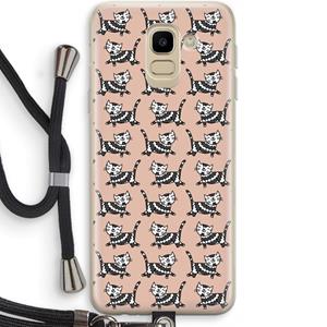 CaseCompany Zwarte poes: Samsung Galaxy J6 (2018) Transparant Hoesje met koord