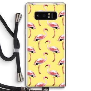 CaseCompany Flamingo's geel: Samsung Galaxy Note 8 Transparant Hoesje met koord