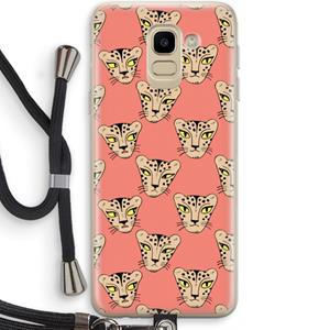 CaseCompany Tijger: Samsung Galaxy J6 (2018) Transparant Hoesje met koord