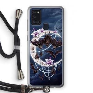 CaseCompany Vleermuizen Maan: Samsung Galaxy A21s Transparant Hoesje met koord