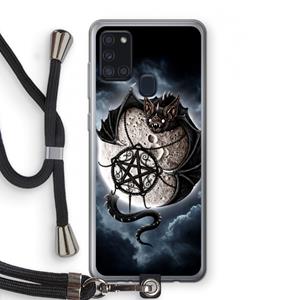 CaseCompany Volle maan: Samsung Galaxy A21s Transparant Hoesje met koord