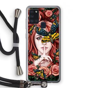 CaseCompany Lady Moth: Samsung Galaxy A21s Transparant Hoesje met koord