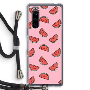 CaseCompany Watermeloen: Sony Xperia 5 Transparant Hoesje met koord