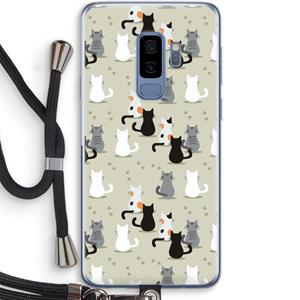 CaseCompany Katten: Samsung Galaxy S9 Plus Transparant Hoesje met koord