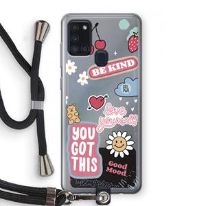 CaseCompany Positivity: Samsung Galaxy A21s Transparant Hoesje met koord