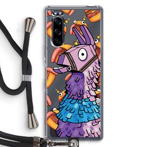 CaseCompany Loot Burger: Sony Xperia 5 Transparant Hoesje met koord