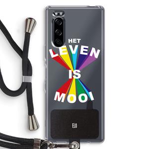 CaseCompany Het Leven Is Mooi: Sony Xperia 5 Transparant Hoesje met koord