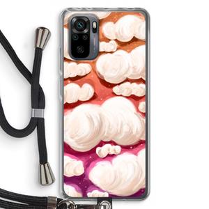 CaseCompany Katoen Wolken: Xiaomi Redmi Note 10 Pro Transparant Hoesje met koord