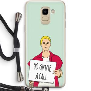 CaseCompany Gimme a call: Samsung Galaxy J6 (2018) Transparant Hoesje met koord