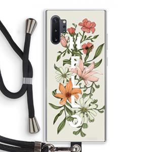 CaseCompany Hello bloemen: Samsung Galaxy Note 10 Plus Transparant Hoesje met koord
