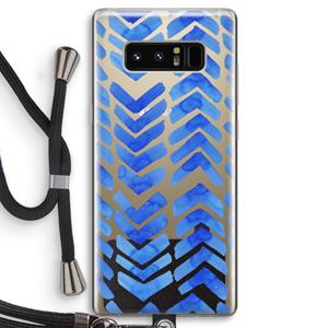 CaseCompany Blauwe pijlen: Samsung Galaxy Note 8 Transparant Hoesje met koord