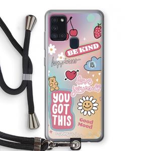 CaseCompany Positivity: Samsung Galaxy A21s Transparant Hoesje met koord