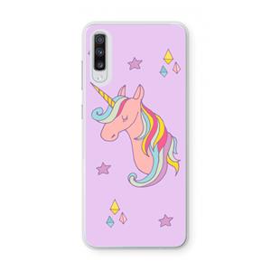 CaseCompany Roze eenhoorn: Samsung Galaxy A70 Transparant Hoesje