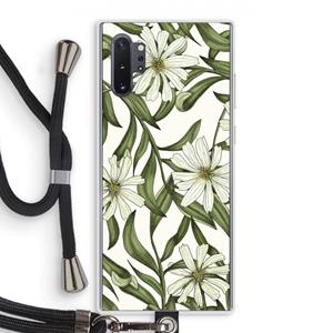 CaseCompany Wit bloemenpatroon: Samsung Galaxy Note 10 Plus Transparant Hoesje met koord