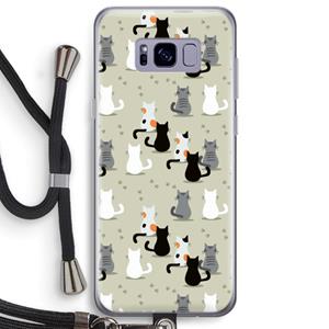 CaseCompany Katten: Samsung Galaxy S8 Plus Transparant Hoesje met koord