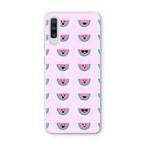 CaseCompany Smiley watermeloenprint: Samsung Galaxy A70 Transparant Hoesje