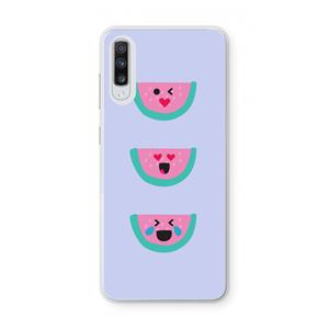 CaseCompany Smiley watermeloen: Samsung Galaxy A70 Transparant Hoesje