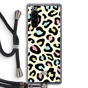 CaseCompany Leopard pattern: Sony Xperia 5 Transparant Hoesje met koord